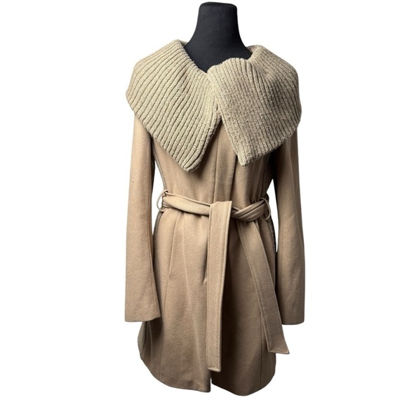 Anthropologie Elevenses Women's SZ M Judith Shawl Camel Wool Blend Belted Coat - Picture 13 of 13